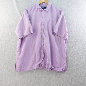 Vintage Polo Ralph Lauren Silk Mens XL Purple Short Sleeve Button Down Shirt‎